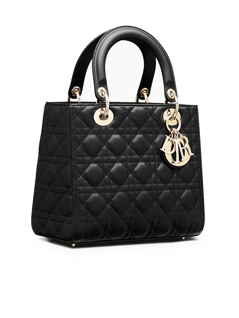 Dior Medium Lady Dior Bag in Black Cannage Lambskin – COSETTE