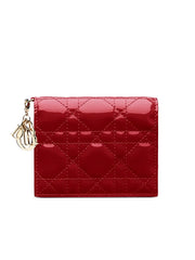 Mini Lady Dior Wallet in Cherry Red Patent Cannage Calfskin