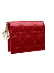 Mini Lady Dior Wallet in Cherry Red Patent Cannage Calfskin