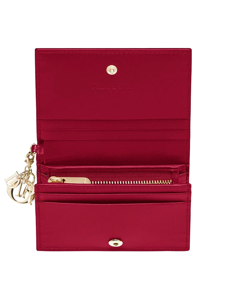 Mini Lady Dior Wallet in Cherry Red Patent Cannage Calfskin