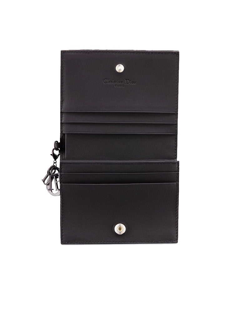 Mini Lady Dior Wallet in Black Ultramatte Cannage Calfskin  COSETTE