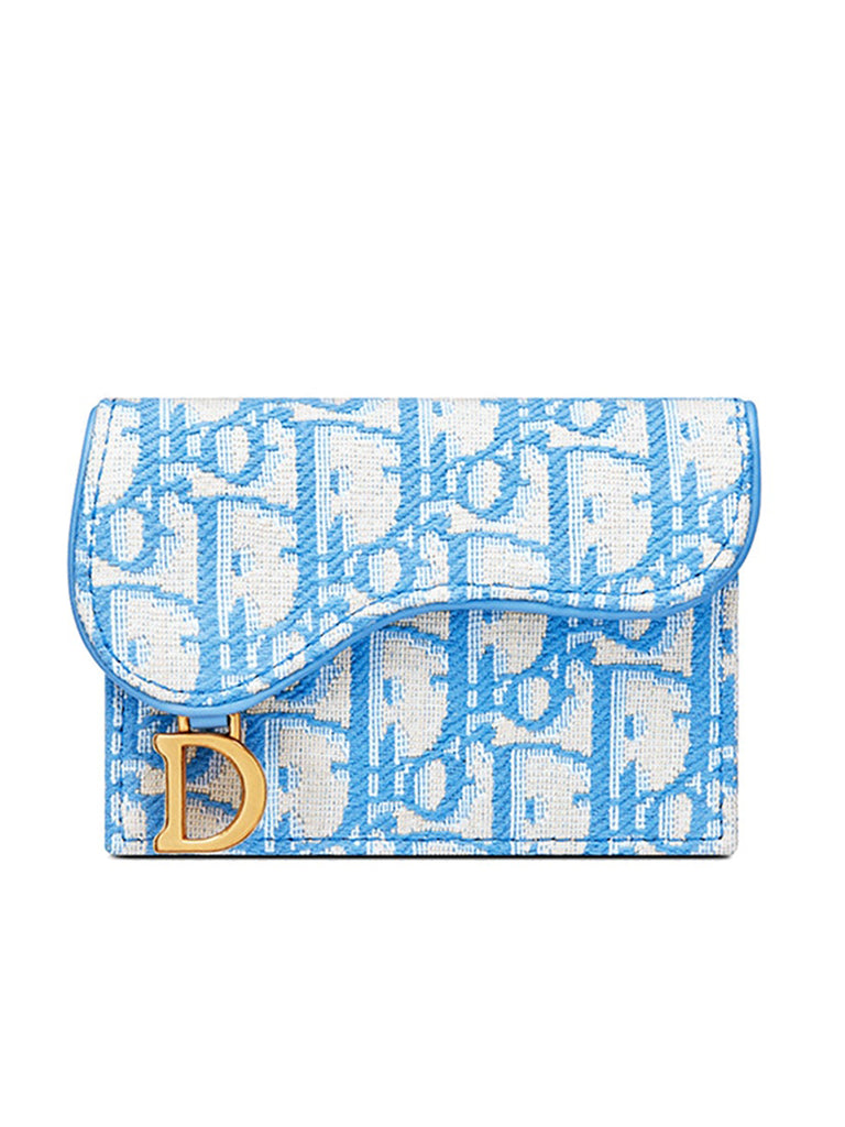 Saddle Lotus Wallet in Turquoise Oblique Jacquard