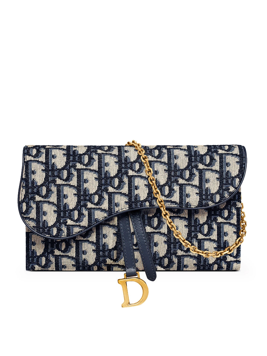 Saddle Wallet in Blue Dior Oblique Jacquard – COSETTE
