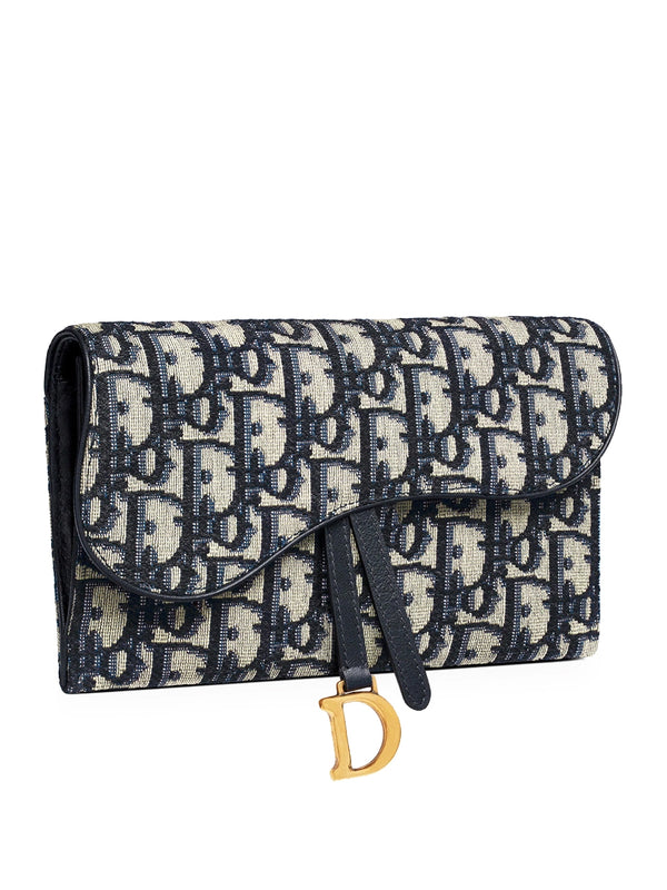 Saddle Wallet in Blue Dior Oblique Jacquard – COSETTE