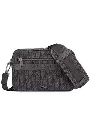 Safari Messenger Bag in Black Dior Oblique Jacquard