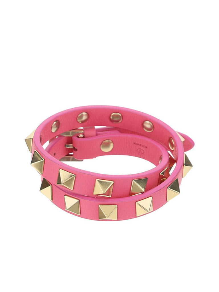 Rockstud Calfskin Double-strap Bracelet in Feminine