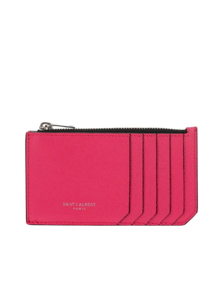 Fragments Zipped Credit Card Case in Grain de Poudre Embossed Leather