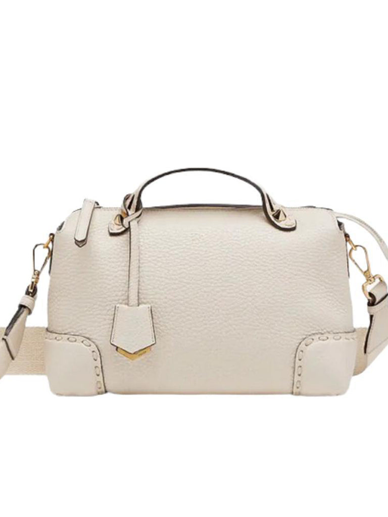 FENDI | By The Way Boston Bag in White Grained Leather