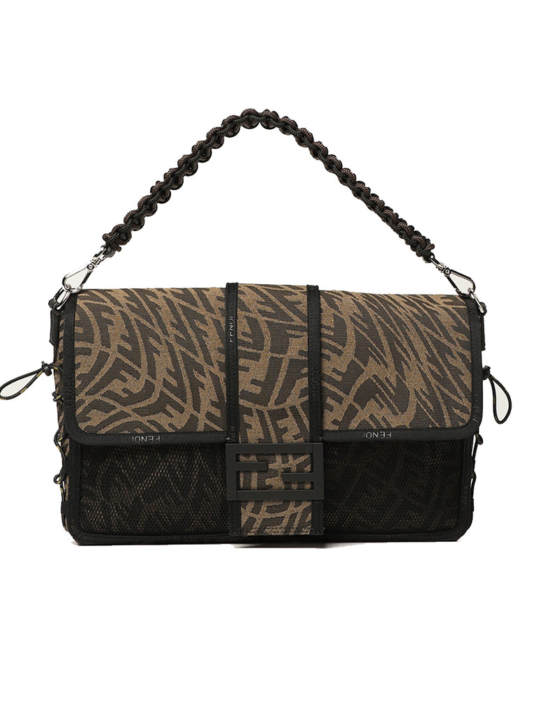 Large Baguette Messenger Bag in FF Brown Fabric