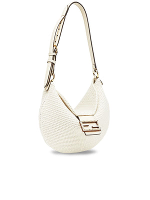 Fendi Small Croissant Hobo Bag in White Cotton | Cosette