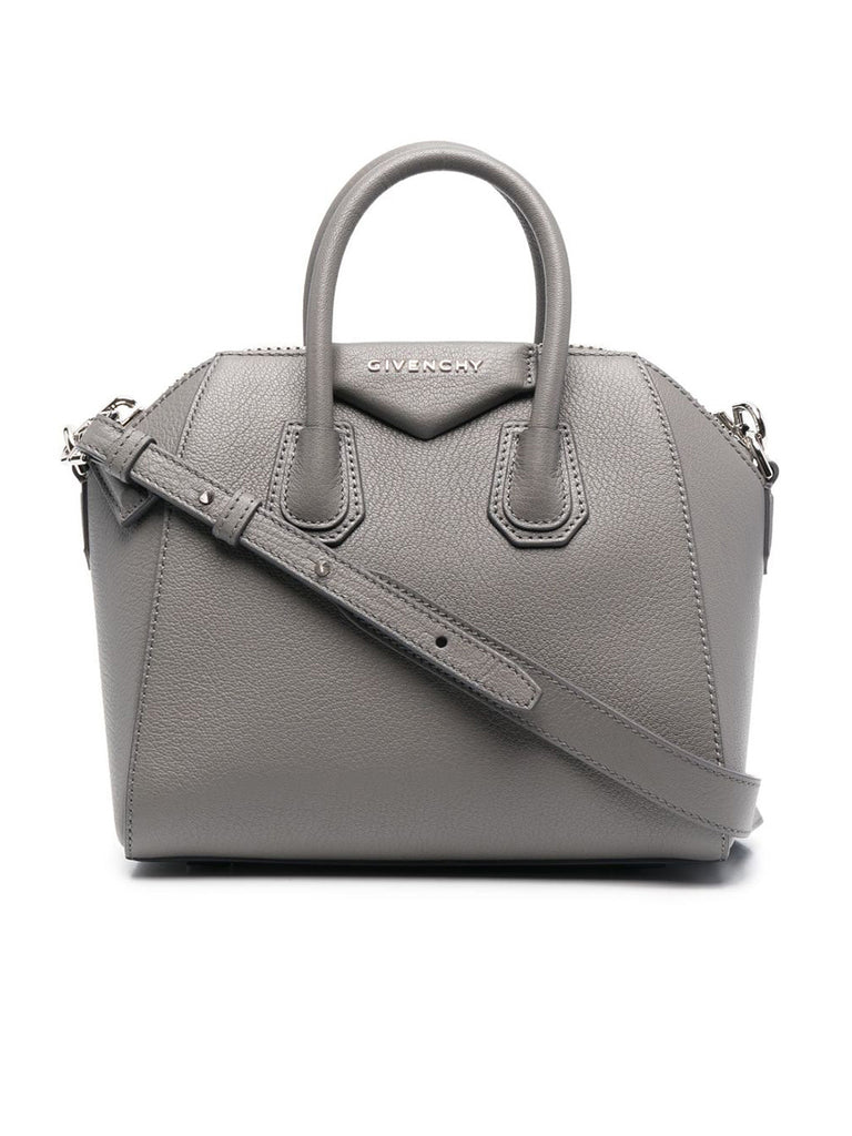 Mini Antigona Bag in Grained Leather Grey