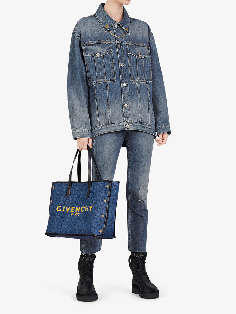 Givenchy Medium Bond Shopping Bag in Grey Blue