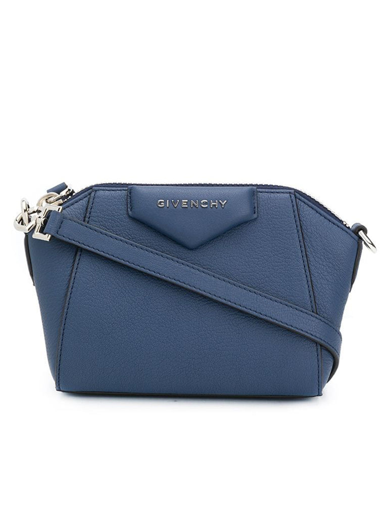 Nano Antigona Bag in Blue Grained Leather
