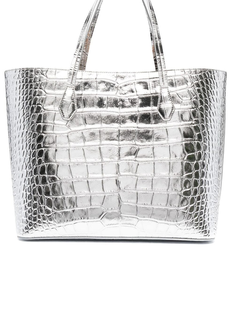 Wing Shopping Bag in Silver Metallic