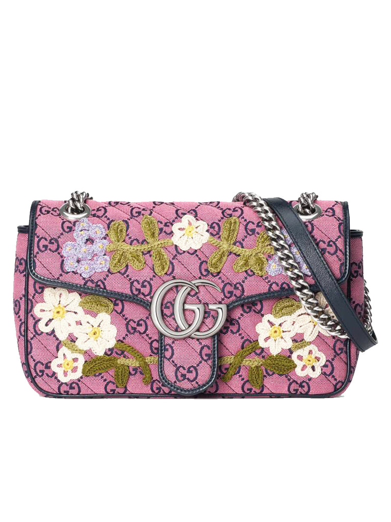 GG Marmont Embroidered Small Shoulder Bag