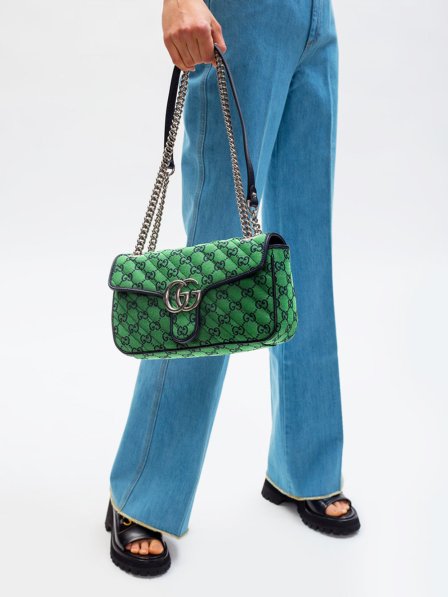 Gucci GG Marmont Small Shoulder Bag in Green | Designer Bags – COSETTE