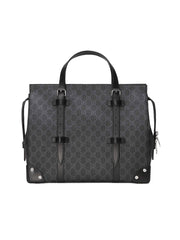 Gucci GG Supreme Canvas Leather Black and Grey Tote Bag