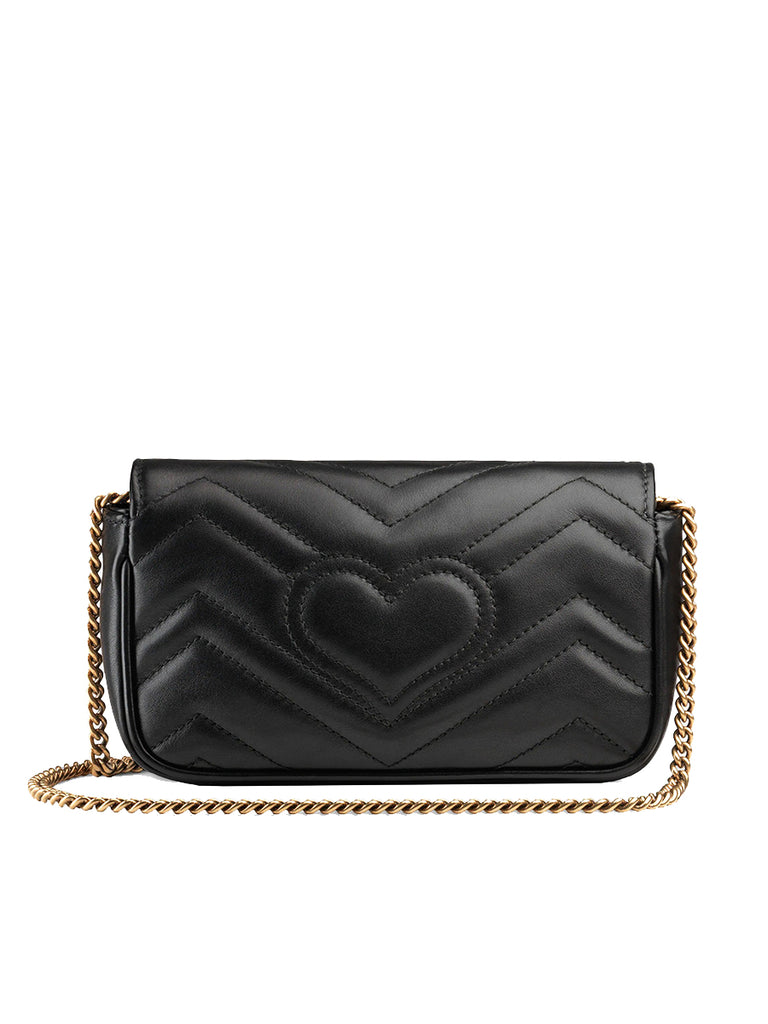 GG Marmont super mini bag in black chevron leather