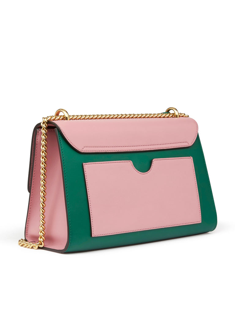 Padlock Medium Green & Pink Leather Shoulder Bag