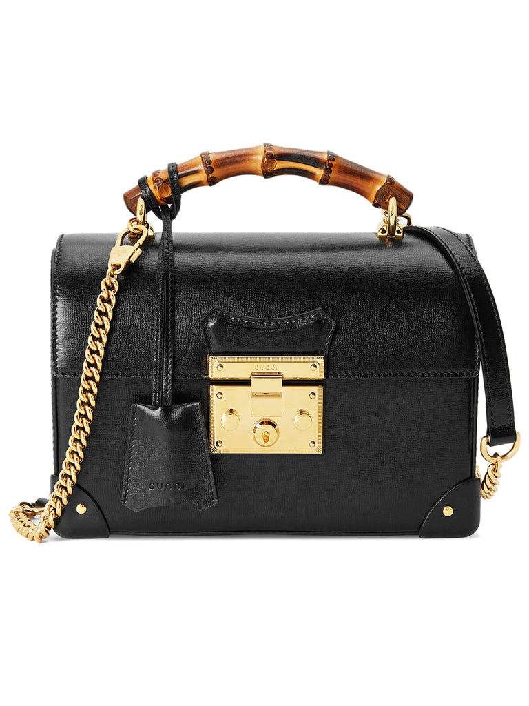 GUCCI Padlock Small Bamboo Shoulder Bag in Black