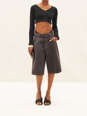 La Maille Santon Crop in Black