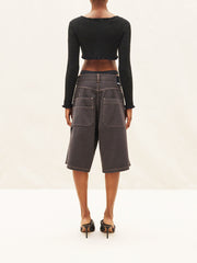 La Maille Santon Crop in Black