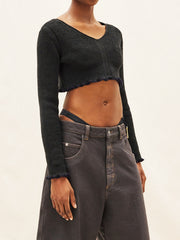 La Maille Santon Crop in Black