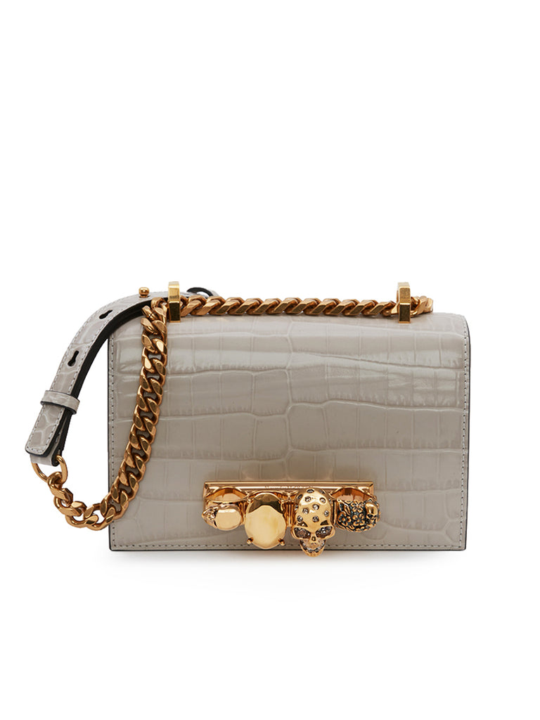 Alexander Mcqueen Mini Jewelled Satchel in Grey Cosette