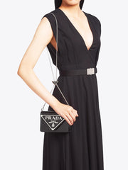 Brushed Leather Shoulder Bag in Black