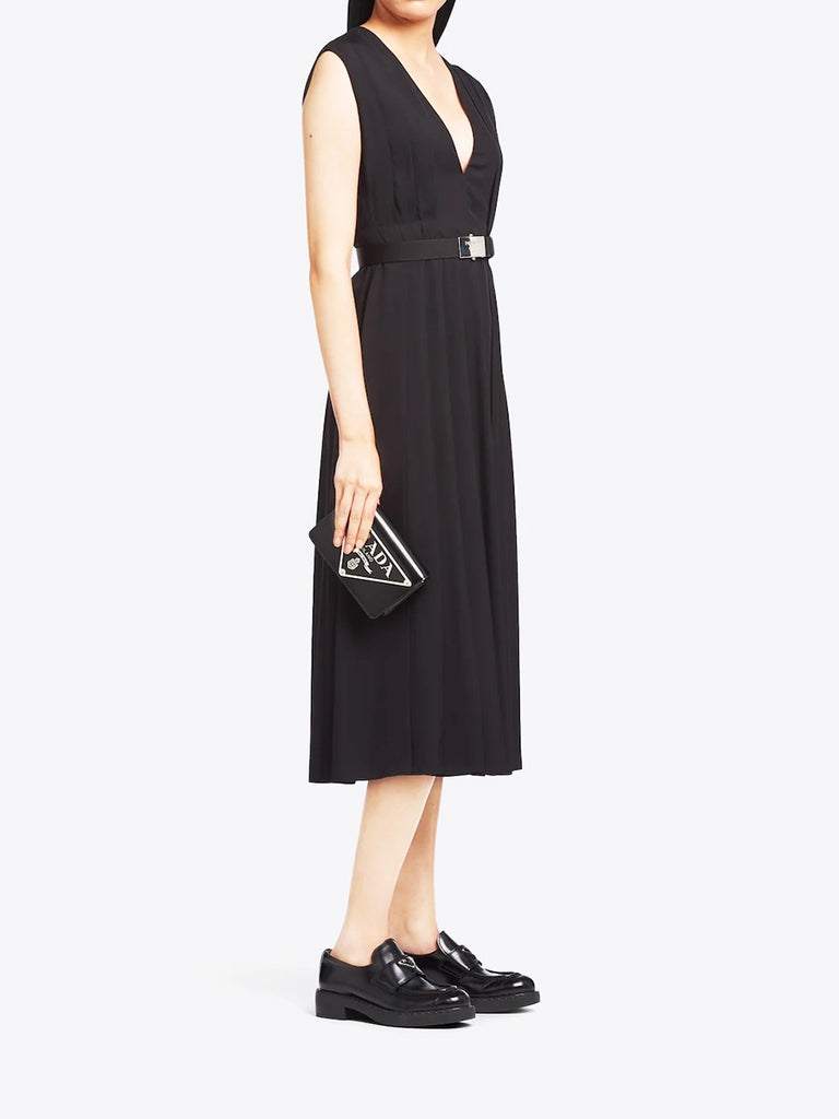 Brushed Leather Shoulder Bag in Black