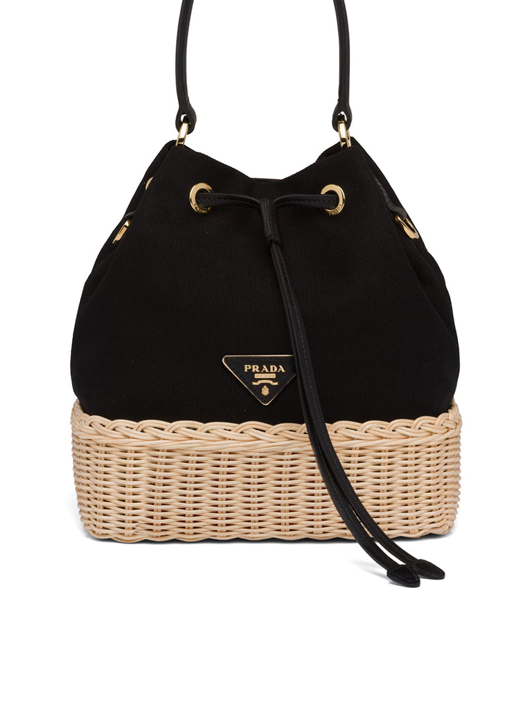 PRADA Bags | Bucket Bag in Wicker and Canvas in 100% Wicker and Canvas
