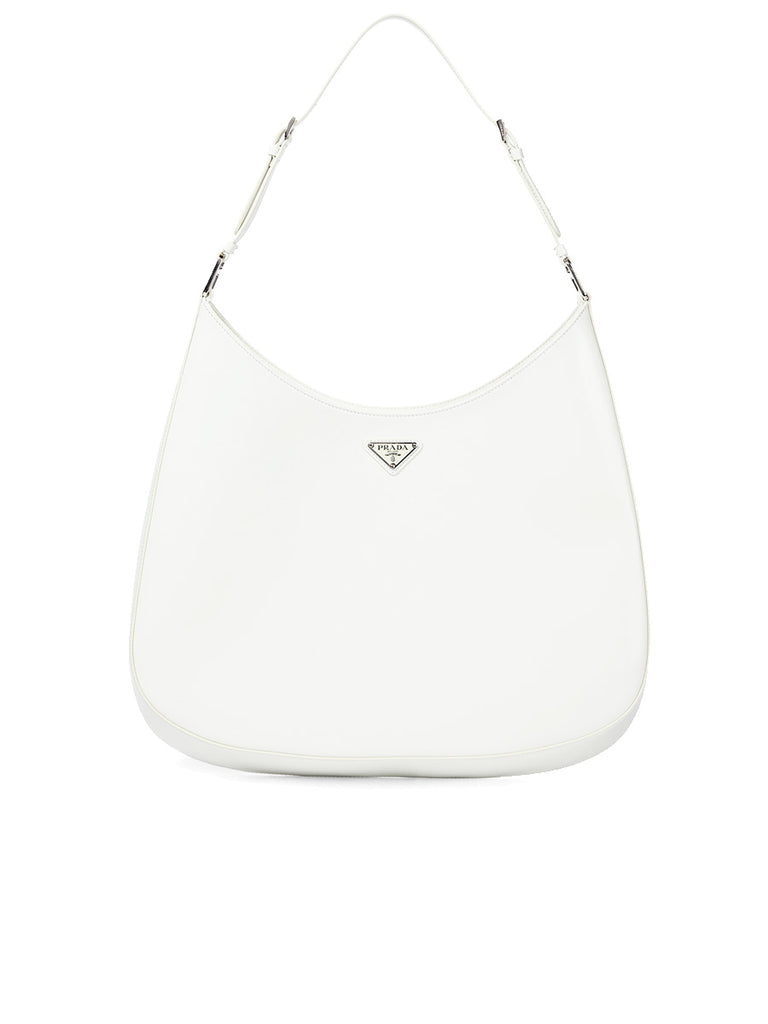 Prada Cleo Brushed Leather Shoulder Bag White in Leather with Silver-tone -  US