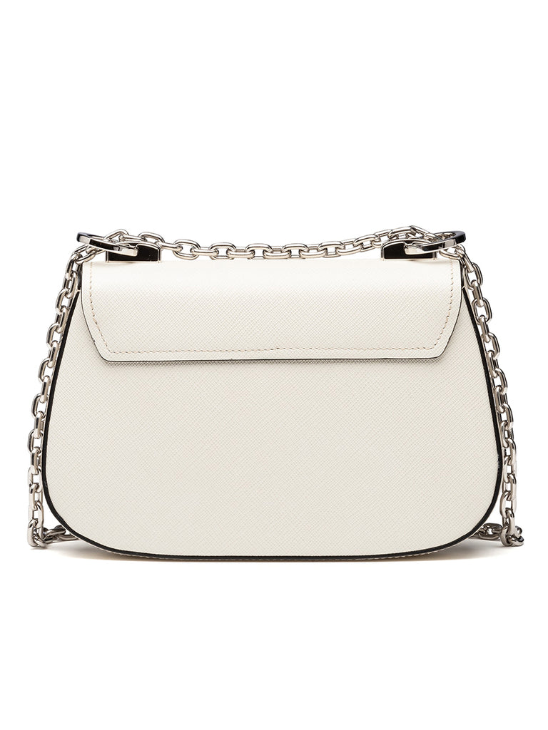 Prada Saffiano Leather Shoulder Bag in Chalk White | Cosette