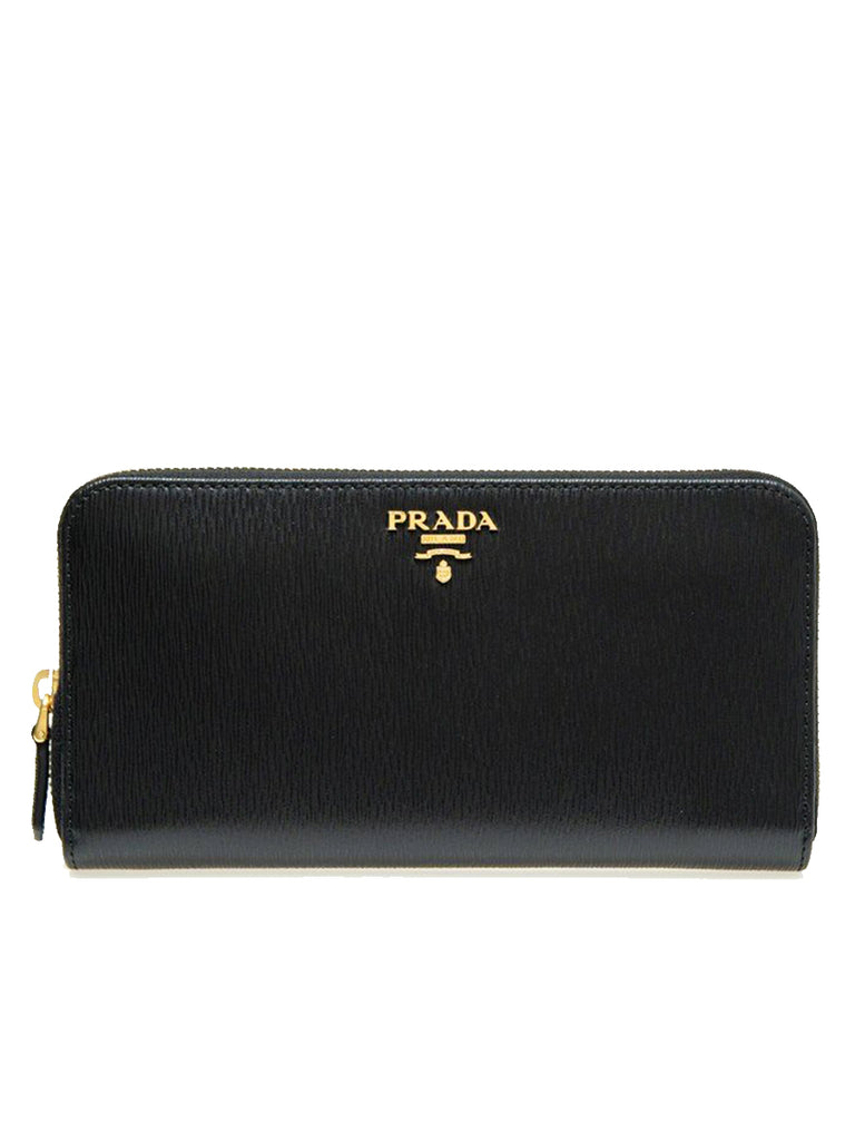 Prada Large Leather Wallet in Black