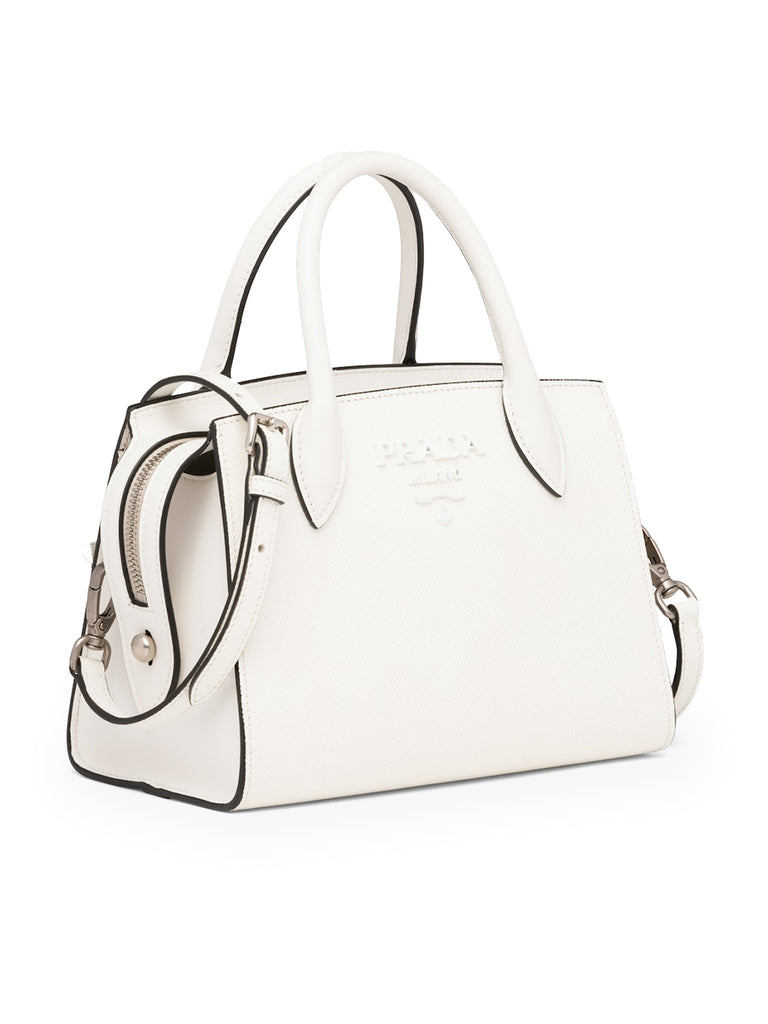 Saffiano Leather Prada Monochrome Bag in White – COSETTE