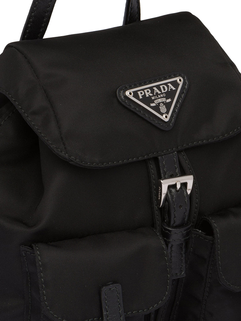 Prada logo best sale plaque mini backpack