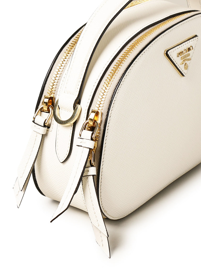 Prada - Odette Saffiano Leather Silver Belt Bag/Crossbody