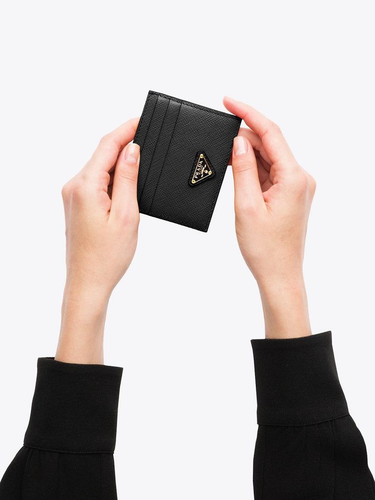 Saffiano Leather Card Holder in Black