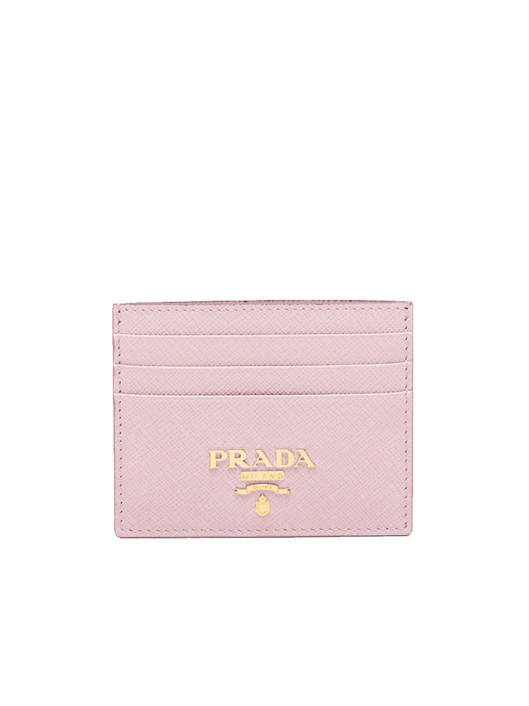 Saffiano Leather Card Holder in Alabaster Pink