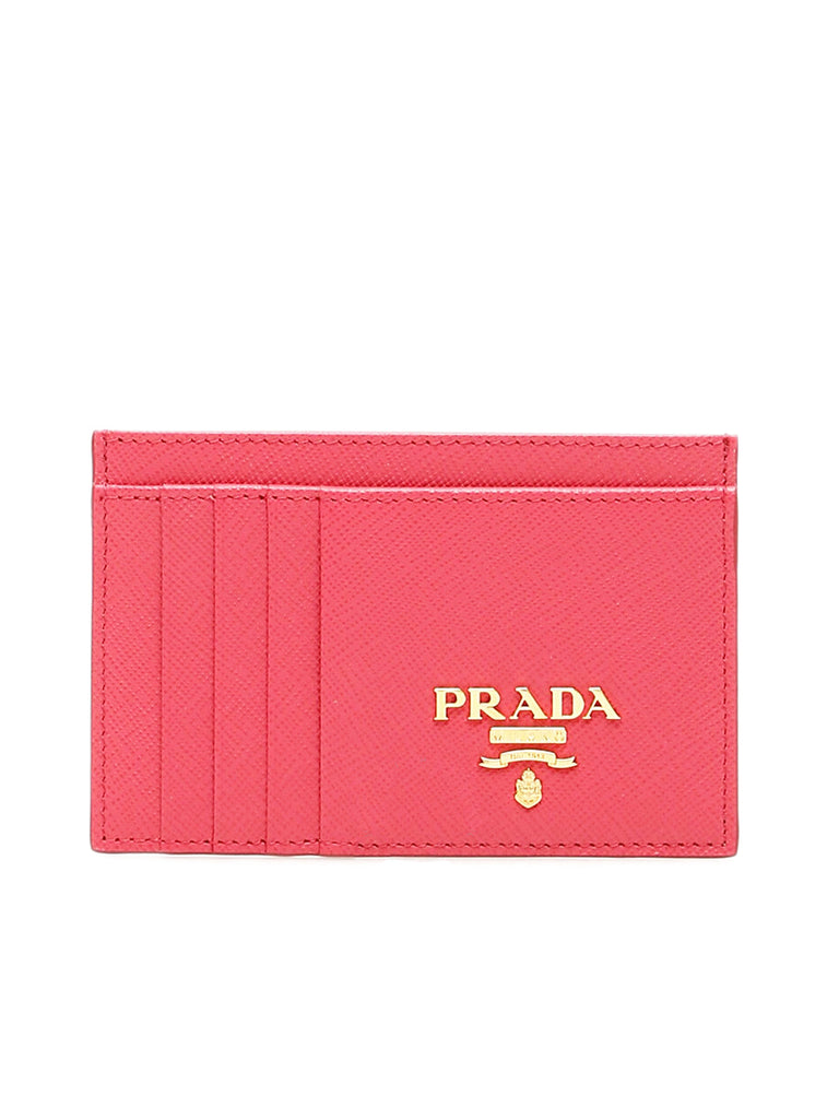 Saffiano Leather Card Holder in Red