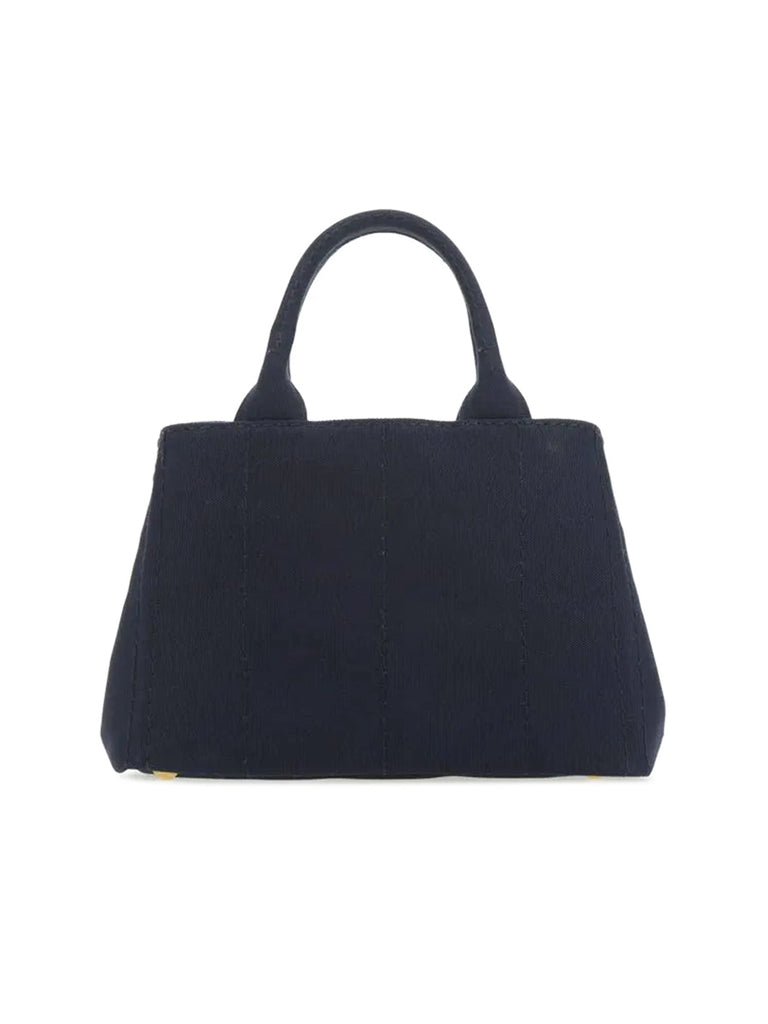 Prada Small Cotton Canvas Tote in Navy