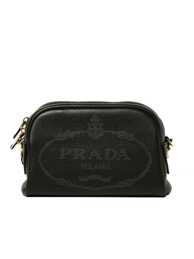 Prada Textured Leather Shoulder Bag in Black