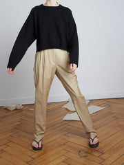 Rurutu Pleated Wool Slim-fit Pants