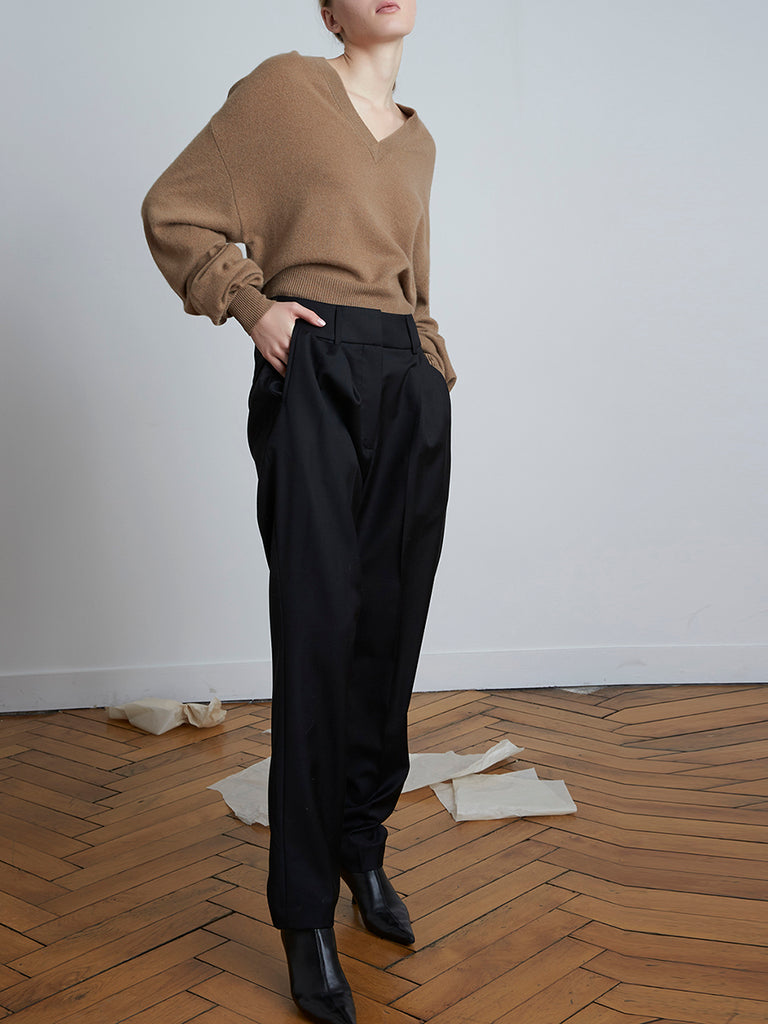 Rurutu Pleated Wool Slim-fit Pants