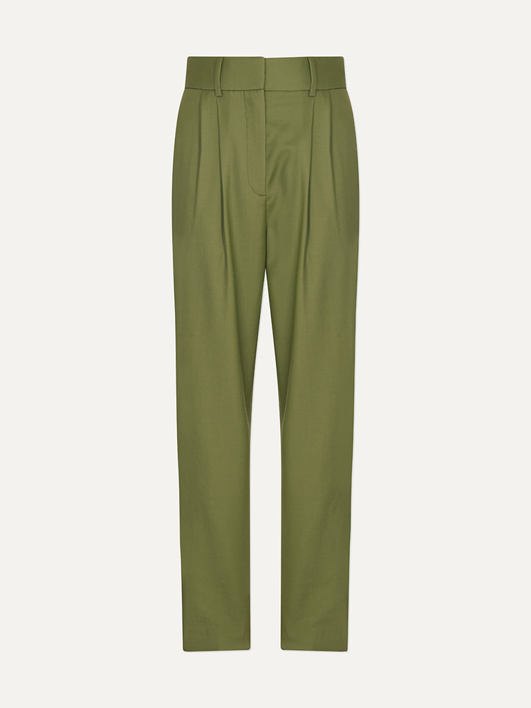 Rurutu Pleated Wool Slim-fit Pants