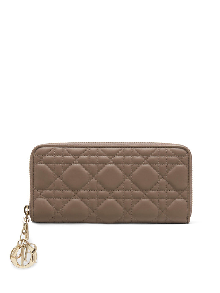 Lady Dior Voyageur Wallet in Warm Taupe Cannage Lambskin