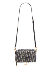 Saddle Double Pouch Blue Dior Oblique Jacquard