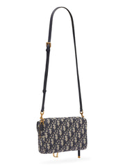 Saddle Double Pouch Blue Dior Oblique Jacquard