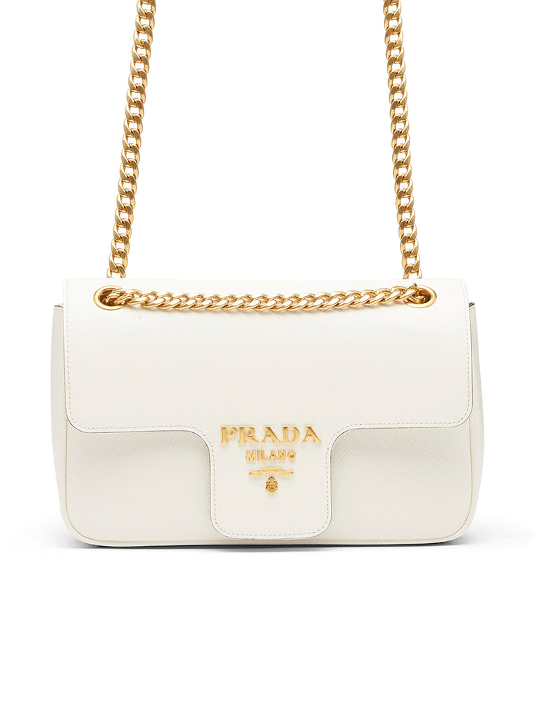 Prada Saffiano Leather Chain Bag in White1