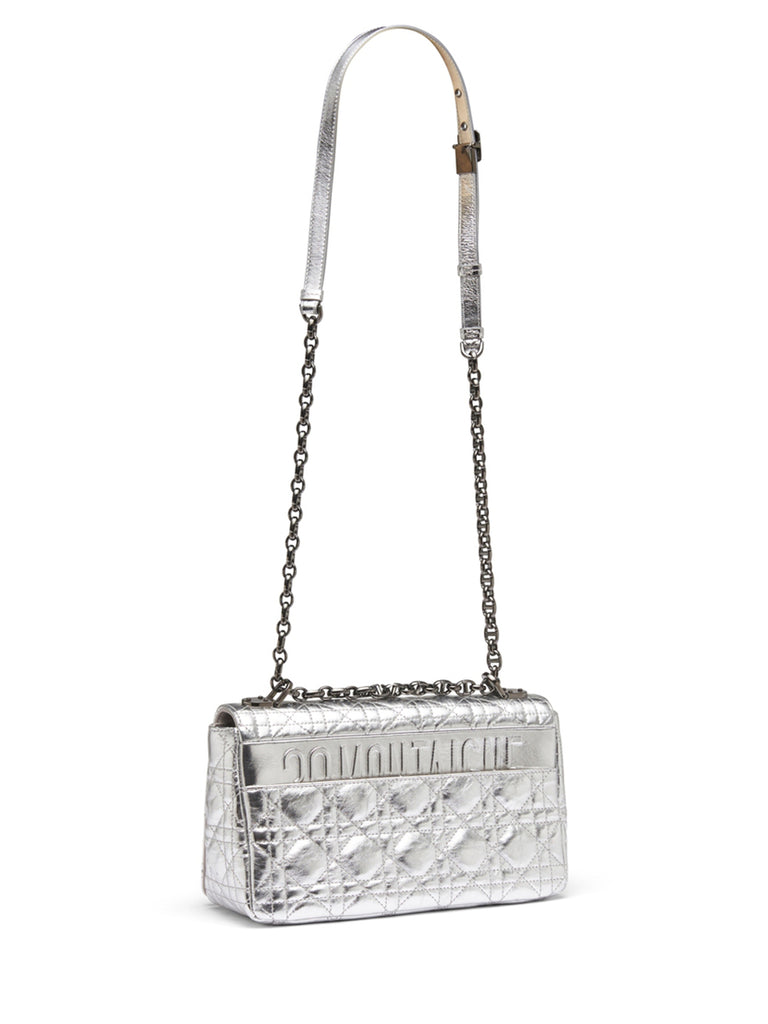 Medium Dior Caro Bag in Silver Supple Cannage Calfskin  COSETTE